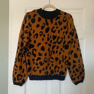 Who What Wear leopard balloon sleeve sweater